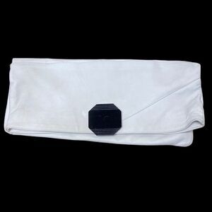 Vintage Laura Adams white leather fold over envelope clutch with black closure